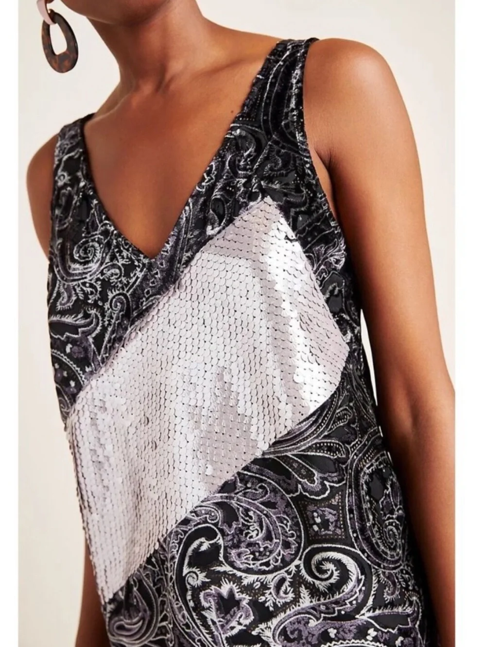 💝SUPER RARE💝 Anthropologie NWT Tiny Cassandra Sequined Velvet Tank size S. - Picture 4 of 5
